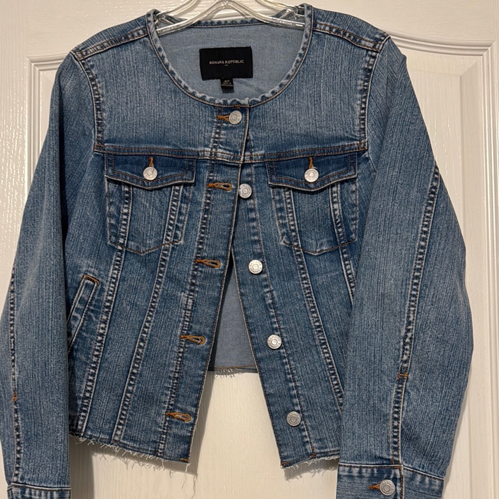 Banana Republic Cropped Blue Denim Jacket